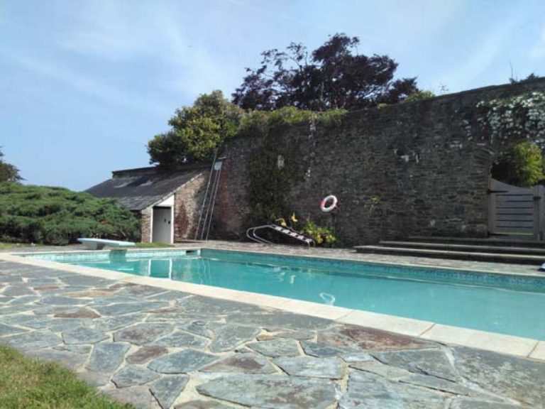 The outdoor pool at Sharpham