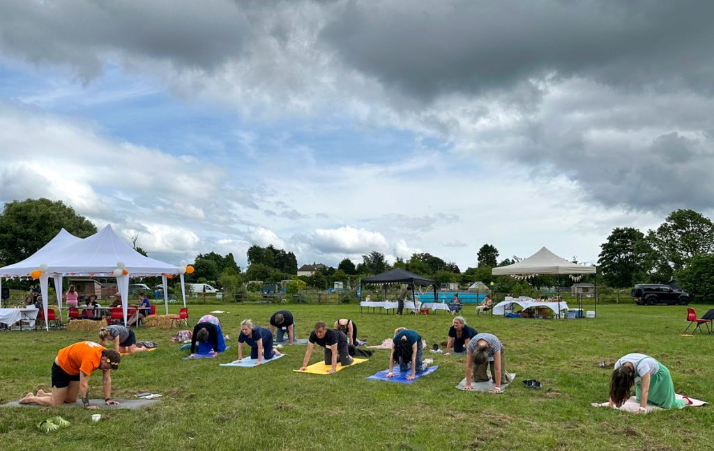 Tents and marquees on the field at Fillongley