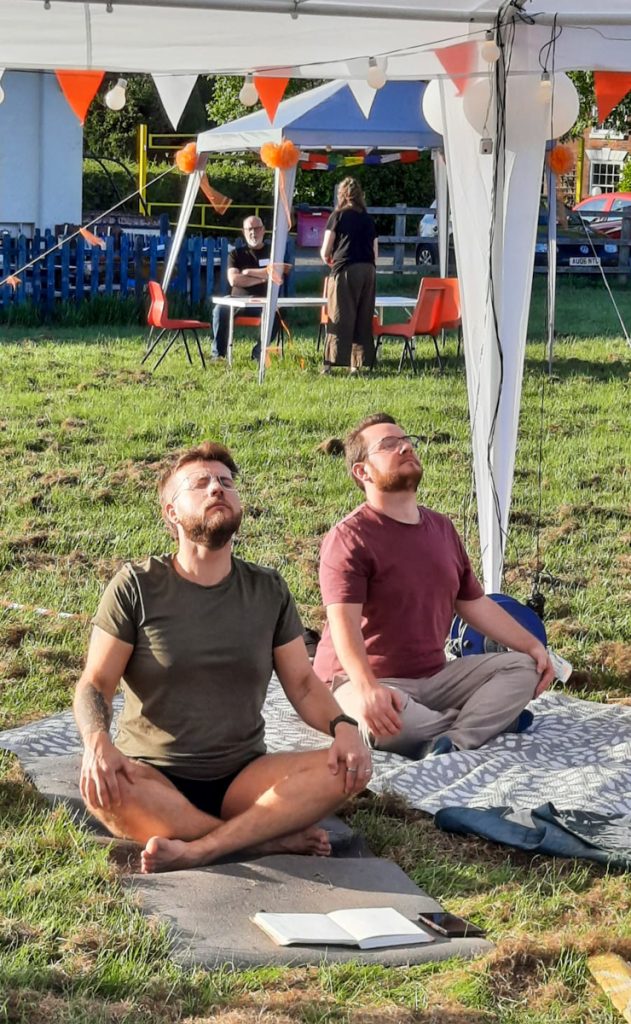 Meditating outdoors in the evening sun