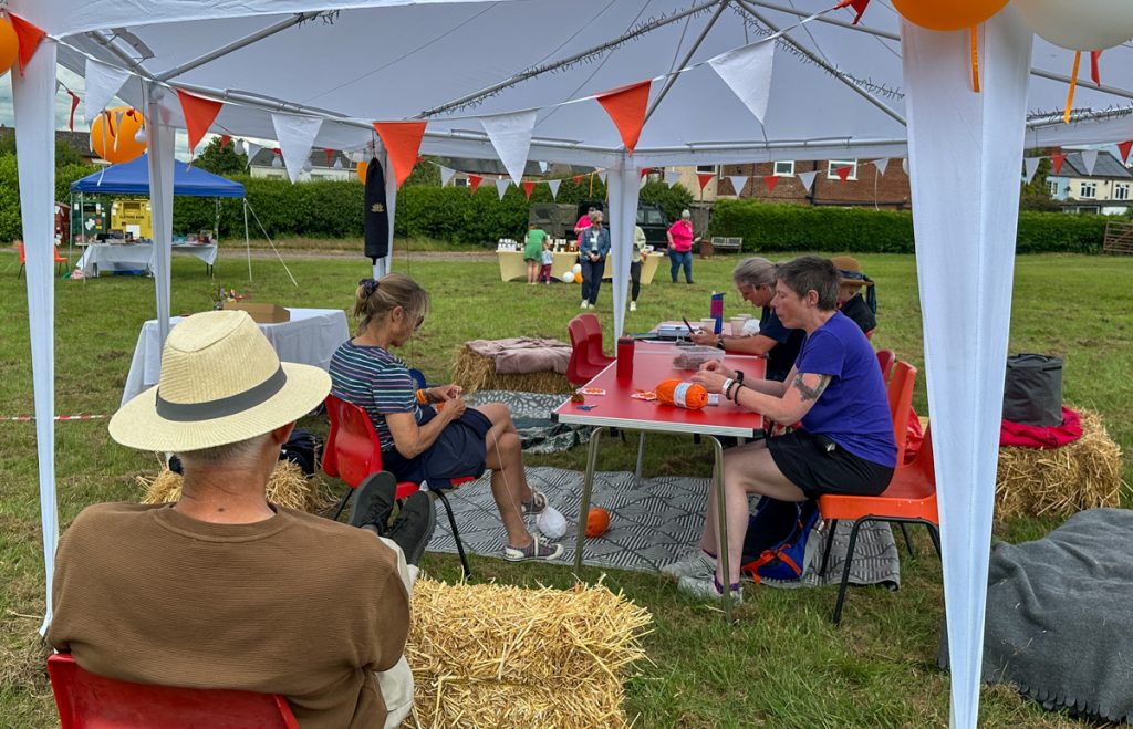 Crafts and stalls under the marquee