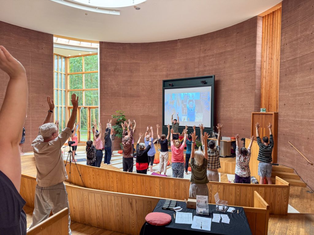 Morning yoga at our mid Wales retreat