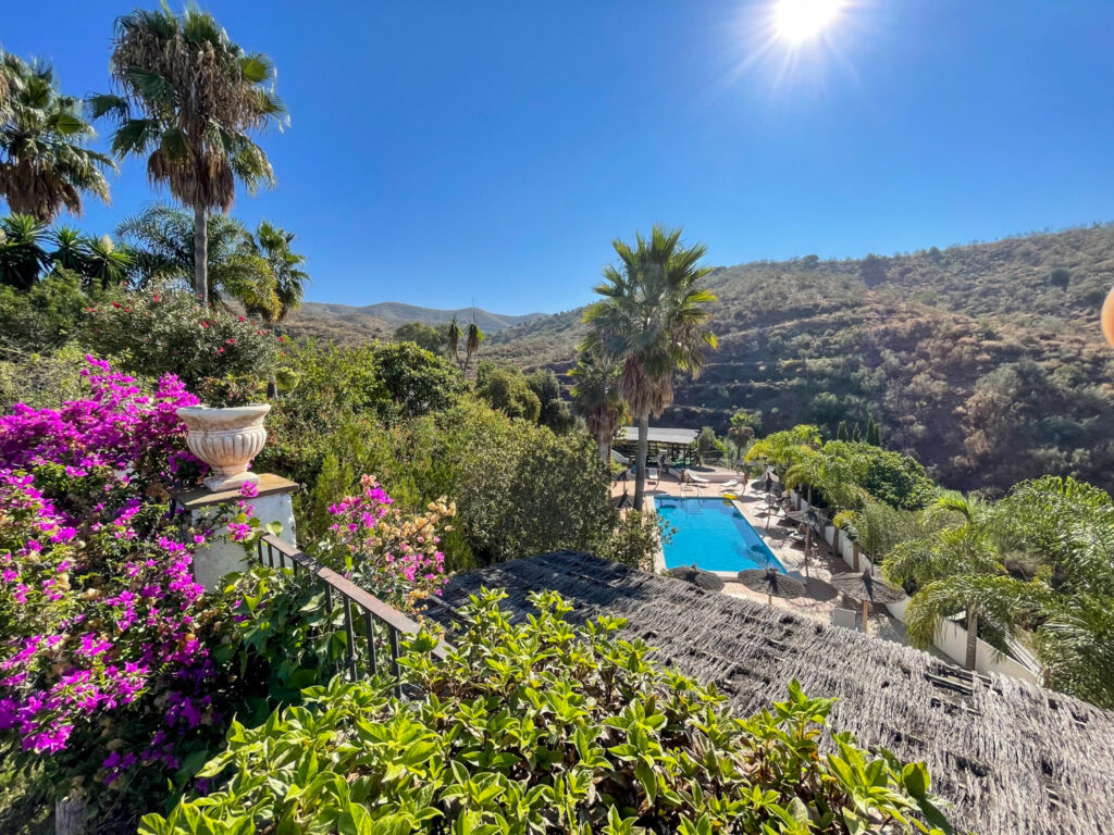 Looking down over the pool and the valley