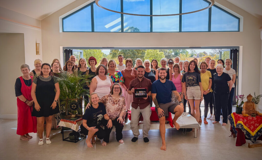 A Samadhi retreat group together at the end of a retreat