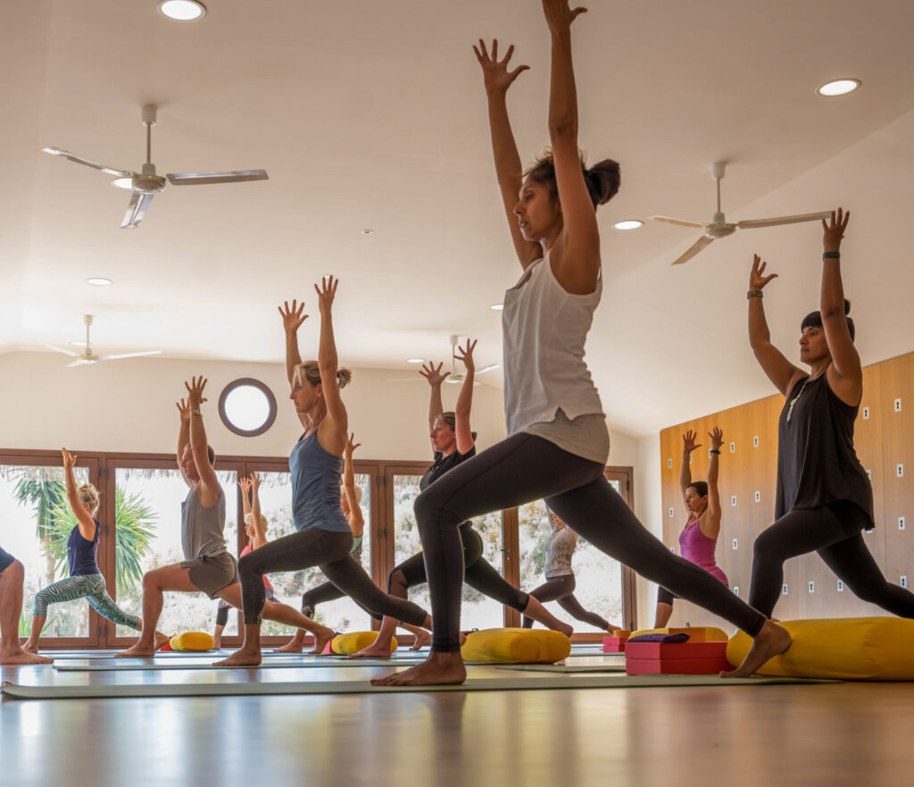 Yoga in the indoor sala